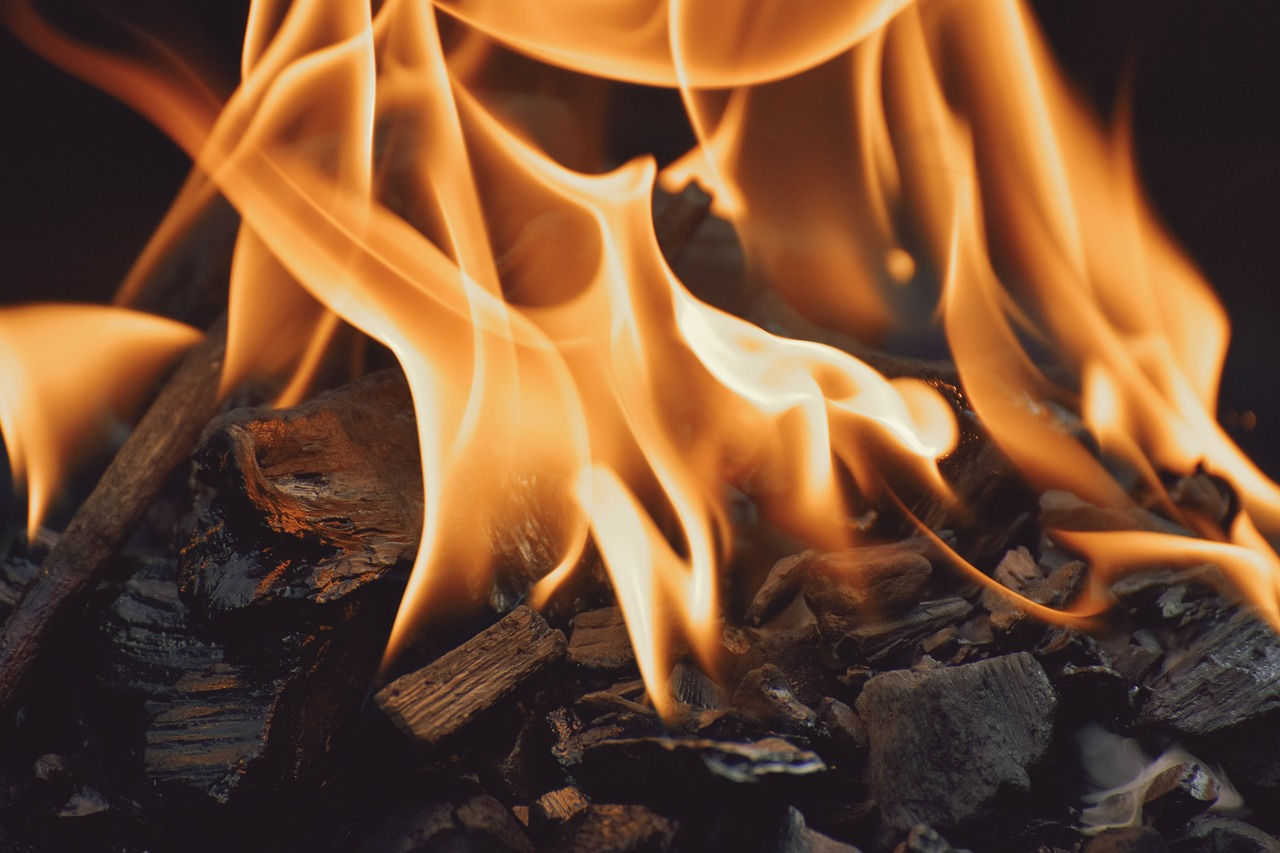 Coals on fire